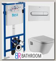 Комплект Система инсталляции для унитазов Roca DUPLO WC 890090020 + Кнопка смыва Roca PL1 Dual хром + Крышка-сиденье Roca Gap 801472004