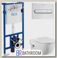 Комплект Система инсталляции для унитазов Roca DUPLO WC 890090020 + Кнопка смыва Roca PL1 Dual хром + Крышка-сиденье Roca Meridian 8012A2004